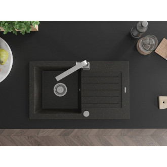 Mexen Pablo jednodřez granit s odkapem a baterií Rita, černá/zlatá 6510-75-670300-00