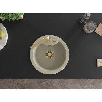 Mexen Diego granitový dřez s 1 mísou s kuchyňskou baterií Rita, béžová - 6512-69-670300-50