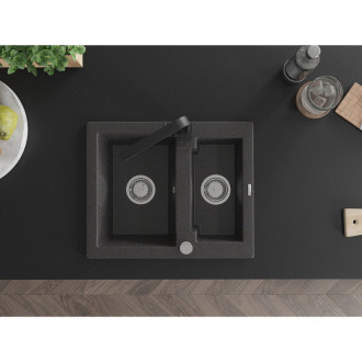 Mexen Carlos 1,5 granit dřez s kuchyňskou baterií Rita, černá 6518-76-670300-70