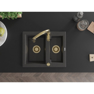 Mexen Carlos 1,5 granit dřez s kuchyňskou baterií Savita, černá 6518-76-672601-50