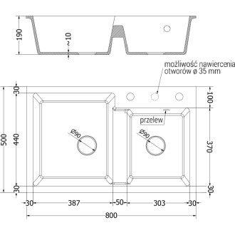 Mexen Tomas Dvojdřez, granit s baterií Telma, černá/stříbrná 6516-73-670200-00