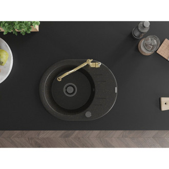 Mexen Kevin jednodřez granit s odkapem a baterií Carla, černá/zlatá 6517-75-670700-50-B