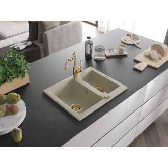 Mexen Carlos 1,5 granit dřez s kuchyňskou baterií Carla, béžová 6518-69-670700-50