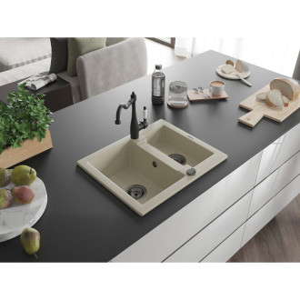 Mexen Carlos 1,5 granit dřez s kuchyňskou baterií Carla, béžová 6518-69-670700-70
