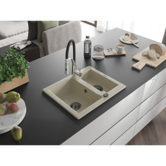 Mexen Carlos 1,5 granit dřez s kuchyňskou baterií Aster, béžová 6518-69-73450-07-B