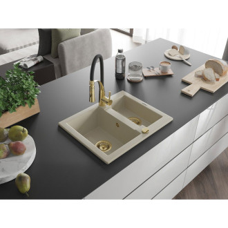 Mexen Carlos 1,5 granit dřez s kuchyňskou baterií Aster, béžová 6518-69-73450-57-G