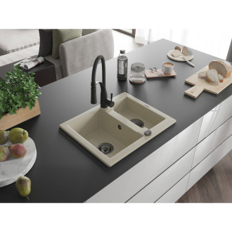 Mexen Carlos 1,5 granit dřez s kuchyňskou baterií Aster, béžová 6518-69-73450-70-B