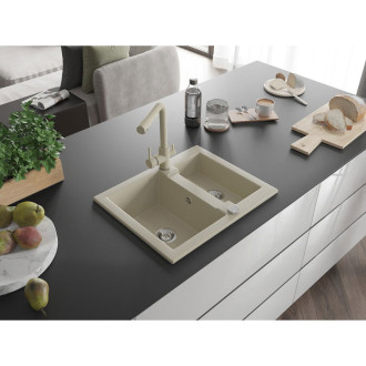 Mexen Carlos 1,5 granit dřez s kuchyňskou baterií Duero, béžová 6518-69-671600-69