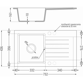 Mexen Pablo jednodřez granit s odkapem a baterií Elia, černá/zlatá 6510-75-670101-00