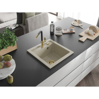 Mexen Vito 1-miskový granitový dřez s kuchyňskou baterií Flora, béžová 6503-69-670401-57-G