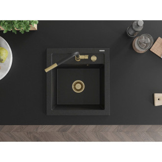 Mexen Vito jednodřez granit s baterií Flora, černá/stříbrná 6503-73-670401-57-G