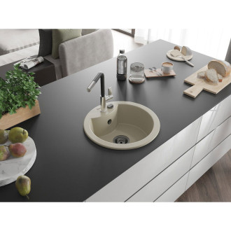 Mexen Diego 1-miskový granit dřez s kuchyňskou baterií Flora, béžová 6512-69-670401-07-B