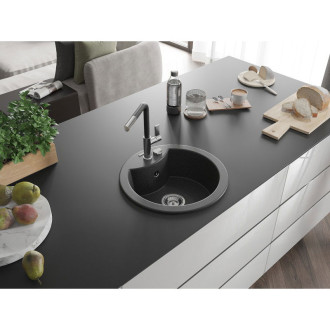 Mexen Diego 1miskový granit dřez s kuchyňskou baterií Flora, černá 6512-76-670401-07