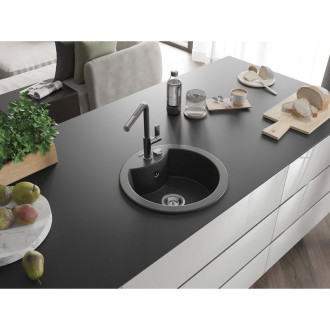 Mexen Diego 1miskový granit dřez s kuchyňskou baterií Flora, černá 6512-76-670401-08