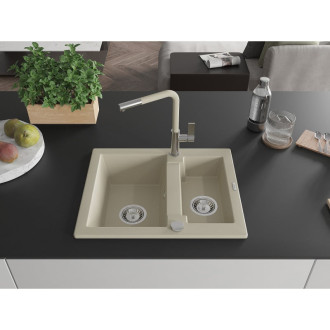 Mexen Carlos 1,5 granit dřez s kuchyňskou baterií Flora, béžová 6518-69-670401-09