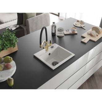 Mexen Milo 1miskový granitový dřez s kuchyňskou baterií Duo, bílá - 6505-20-671701-57-B