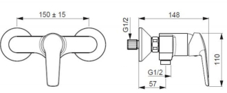 HANSA HA224 Sprchová baterie nástěnná bez sprchového setu, 150 mm SIKOBHE268