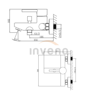 Invena DAFNI BW-88-004-C Vanová baterie, černá