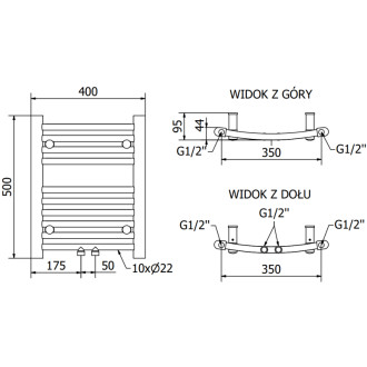 Mexen Ares koupelnový radiátor 500 x 400 mm, 179 W, antracit - W102-0500-400-00-66