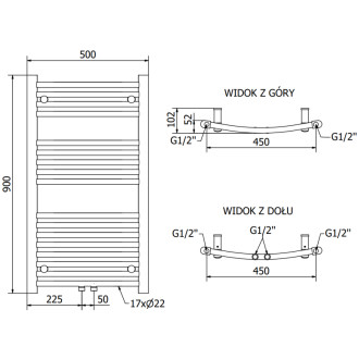 Mexen Ares koupelnový radiátor 900 x 500 mm, 372 W, antracit - W102-0900-500-00-66