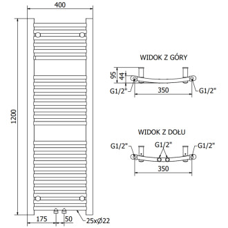 Mexen Ares koupelnový radiátor 1200 x 400 mm, 442 W, antracit - W102-1200-400-00-66
