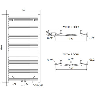 Mexen Ares koupelnový radiátor 1200 x 600 mm, 490 W, chrom - W102-1200-600-00-01