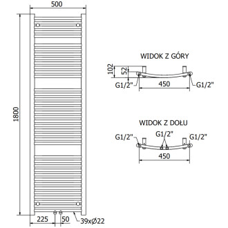 Mexen Ares koupelnový radiátor 1800 x 500 mm, 820 W, antracit - W102-1800-500-00-66