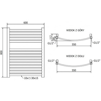 Mexen Helios koupelnový radiátor 800 x 600 mm, 355 W, zlatý - W103-0800-600-00-50