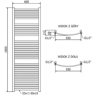 Mexen Helios koupelnový radiátor 1800 x 600 mm, 786 W, zlatý - W103-1800-600-00-50