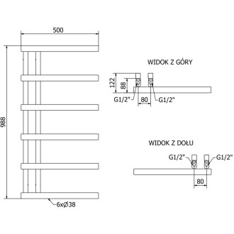 Mexen Jukon koupelnový radiátor 988 x 500 mm, 461 W, antracit - W116-0988-500-00-66