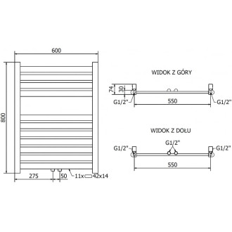 Mexen Uran koupelnový radiátor 800 x 600 mm, 331 W, zlatý - W105-0800-600-00-50