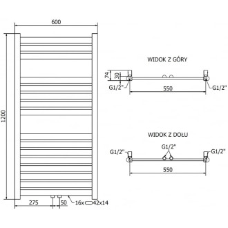 Mexen Uran koupelnový radiátor 1200 x 600 mm, 485 W, zlatý - W105-1200-600-00-50