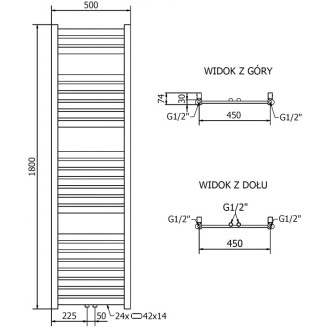 Mexen Uran koupelnový radiátor 1800 x 500 mm, 624 W, zlatý - W105-1800-500-00-50