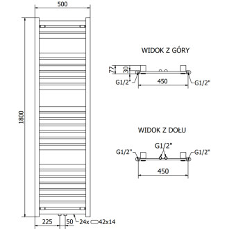 Mexen Uran koupelnový radiátor 1800 x 500 mm, 790 W, antracit - W105-1800-500-00-66