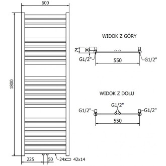 Mexen Uran koupelnový radiátor 1800 x 600 mm, 729 W, zlatý - W105-1800-600-00-50