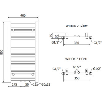 Mexen Hades koupelnový radiátor 800 x 400 mm, 315 W, antracit - W104-0800-400-00-66