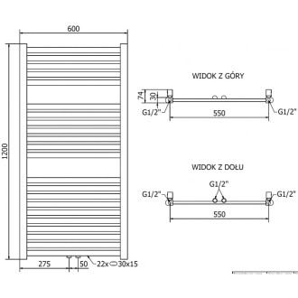 Mexen Hades koupelnový radiátor 1200 x 600 mm, 520 W, zlatý - W104-1200-600-00-50