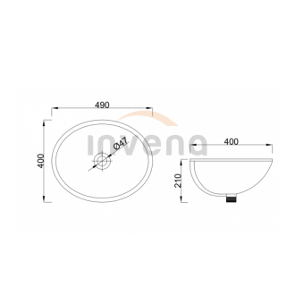 Invena PANDORA CE-26-001-W Umyvadlo pod desku 49 cm