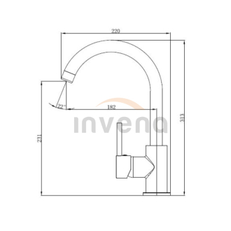 Invena DAFNI BZ-88-L01-C Dřezová baterie, chrom