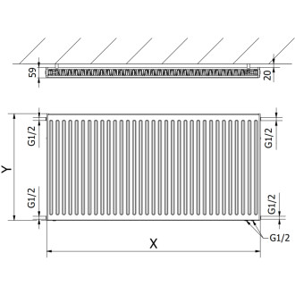 Mexen CV11 deskový radiátor 400 x 2800 mm, spodní připojení, 1814 W, bílý W611-040-280-00