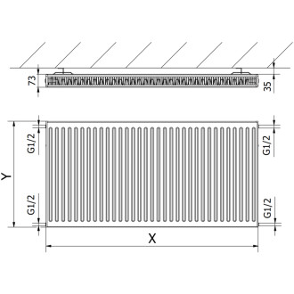Mexen C21 deskový radiátor 600 x 2800 mm, boční připojení, 3590 W, bílý - W421-060-280-00