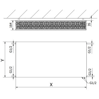 Mexen Flat CVF33 radiátor 400x1800, spod. přip., 2847 W, bílý W633F-040-180-00