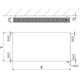 Mexen Flat CVF22 radiátor 900x1400, spod. přip., 3079 W, antracit W622F-090-140-66