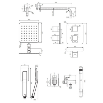 Omnires PARMA SYSPM11GR Podomítkový sprchový set s termostatickou baterií, grafit