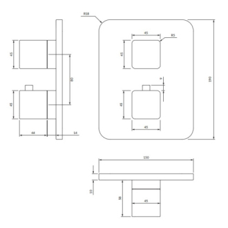 Omnires PARMA PM7436GR Vanová/sprchová termostatická baterie, grafit