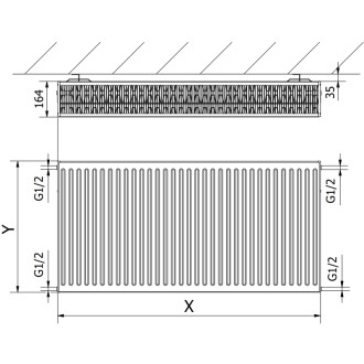 Mexen C33 deskový radiátor 400 x 3000 mm, boční připojení, 5067 W, černý - W433-040-300-70
