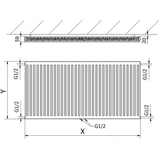Mexen CC11 radiátor 600x700, spodní střední připojení, 653 W, bílý W6C11-060-070-00