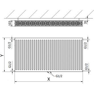 Mexen CC22 radiátor 300x900, spodní střední připojení, 840 W, bílý W6C22-030-090-00
