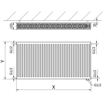 Mexen CV22 deskový radiátor 900 x 1500 mm, spodní připojení, 3427 W, černý W622-090-150-70