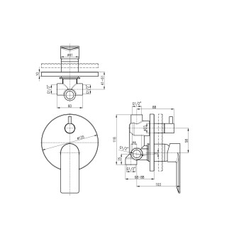 NIL - Vanová/Sprchová baterie podomítková 2-cestná s tělesem, Zlatá - lesklá NL185Z, RAV Slezák